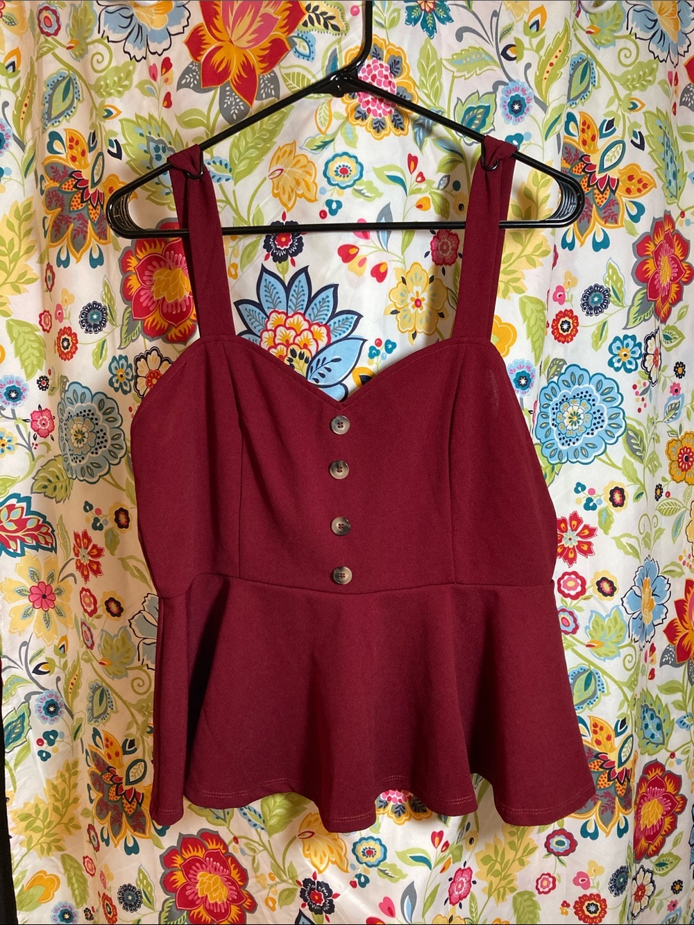 Shein Women’s Burgundy Peplum Tank Top Size 1XL